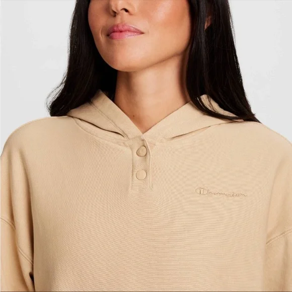 Champion Women's Vintage Wash Fleece Hooded Sweatshirt - tan M- New with tags - Picture 3 of 5